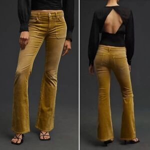 NWT Anthropologie Pilcro Size 34 Icon Flare Corduroy Pants Jeans Chartreuse